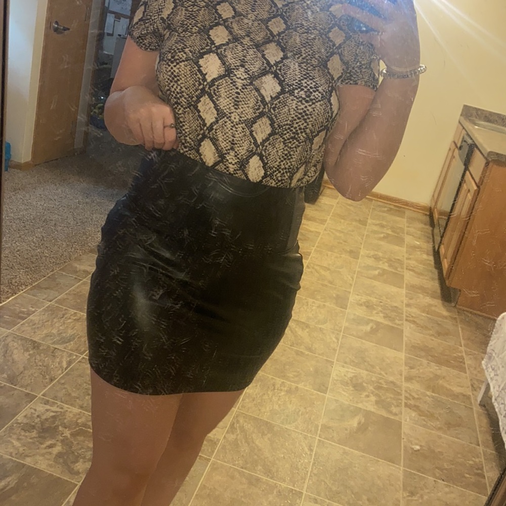 Tinsel Town Pleather Black Mini Skirt